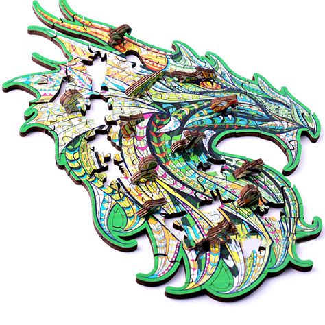 2021 Wooden Jigsaw Puzzles Mysterious Dragon Irregular Shape Puzzle Pieces Art Gift For Adults ...