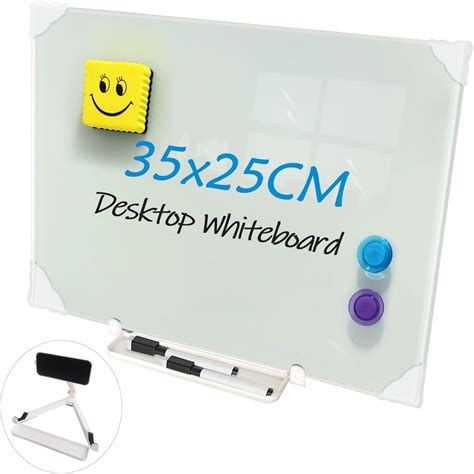 Small Glass Whiteboard Desktop with Adjustable Stand 35x25cm, Personal ...