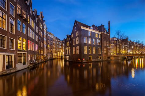 Wallpapers Amsterdam Netherlands Canal Evening Cities Houses