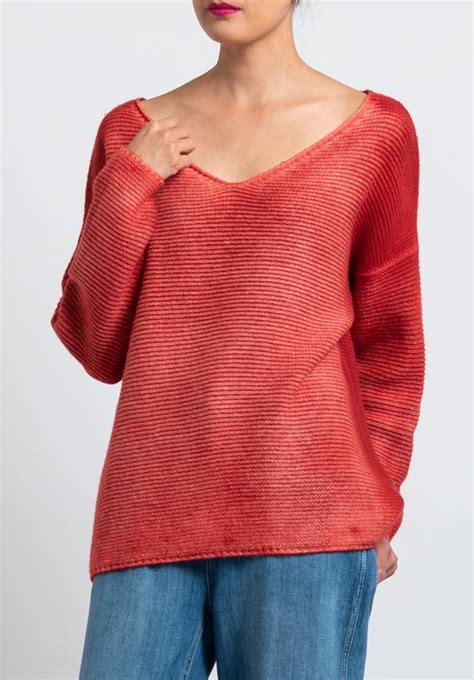 Avant Toi Ombre V-Neck Sweater in Coral | Santa Fe Dry Goods . Workshop . Wild Life