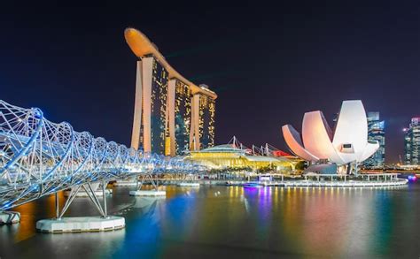 Premium Photo | Singapore city skyline at night.