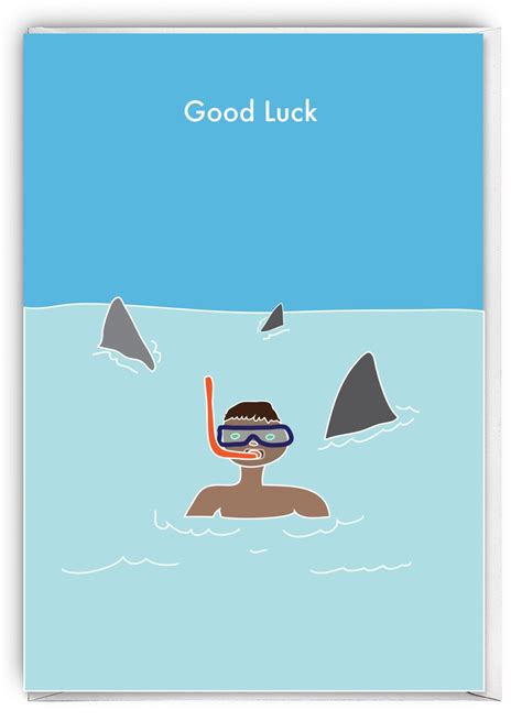 Funny Good Luck Card Funny card funny shark card Good Luck