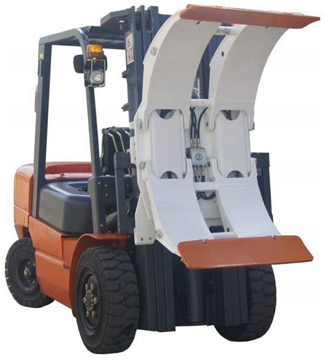 White Forklift Truck Attachments Paper Roll Clamp With High Performance Hose