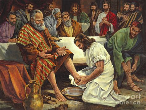 Jesus Washing Feet Painting by Don Langeneckert - Pixels