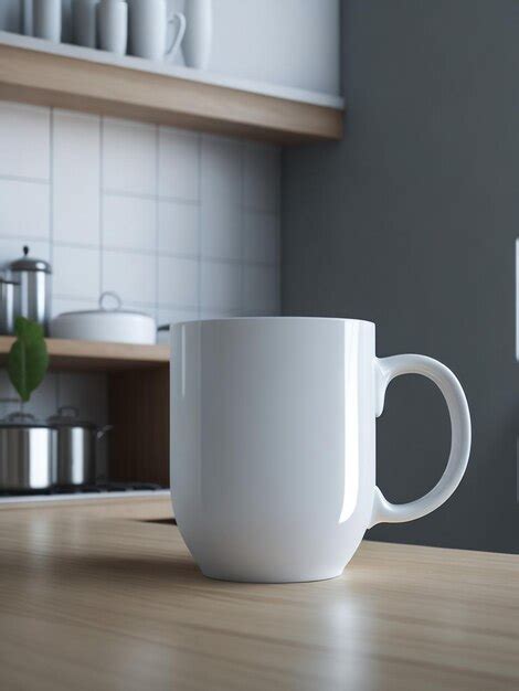 Premium AI Image | Empty blank white coffee mug mockup in a kitchen