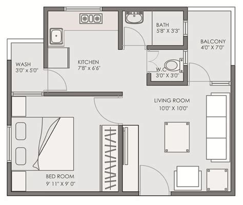 1 Bhk 2 Bhk Floor Plan - floorplans.click