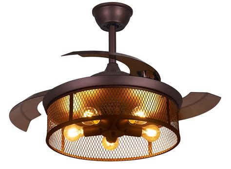 Buy DAFOLOGIA Caged Ceiling Fan with Light 42" Industrial Ceiling Fan with Lights Remote Control ...