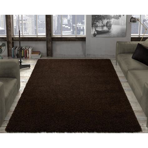 Ottomanson Contemporary Solid Brown 5 ft. x 7 ft. Shag Area Rug-SHG2768-5x7 - The Home Depot
