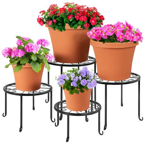 Best Choice Products Set of 4 Indoor Outdoor Metal Plant Stands, Flowerpot Holders for Home ...