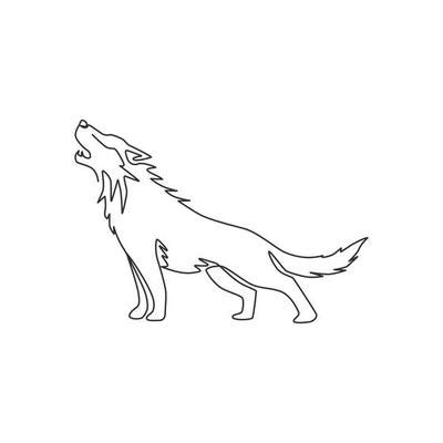 Single continuous line drawing of mysterious wolf for e-sport team logo ...