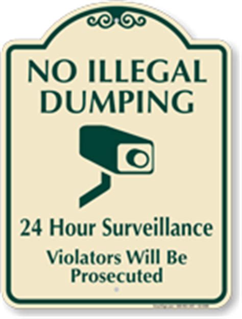 Designer No Illegal Dumping 24 Hour Surveillance Sign, SKU: K2-0480