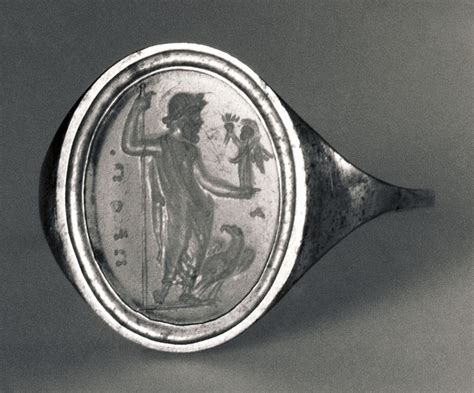 Zeus with Nike, sceptre and eagle. Graeco-Roman ringstone I100 - Thorvaldsensmuseum