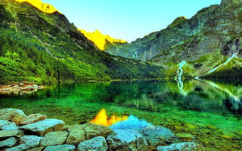 HD wallpaper: poland, morskie oko, rocks, summit, peak, lakes, clouds, shadow | Wallpaper Flare