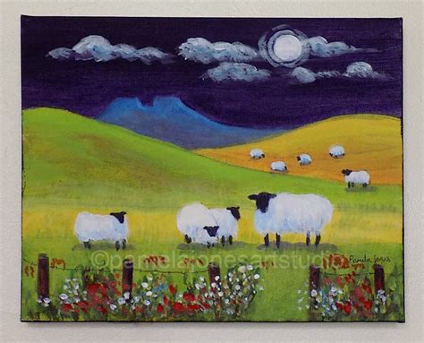 Sheep painting 46 12x12 inch original oil painting by Roz - campestre ...