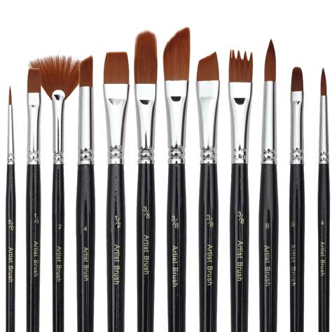 12pcs/set Different Shape Nylon Hair Paint Brushes Artist Oil ...