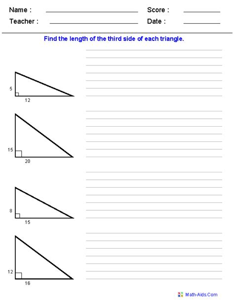 Pythagorean Theorem Worksheets | Practicing Pythagorean Theorem Worksheets