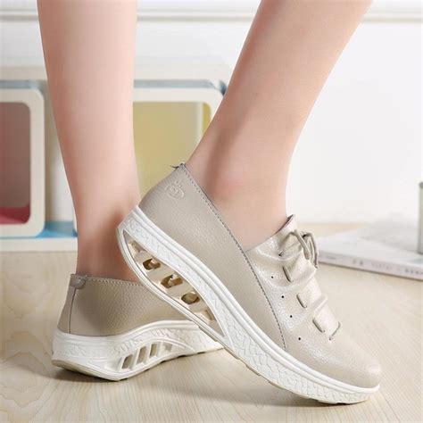 Zapatos de Cuero para Mujer Otoño 2018 Zapatillas Dama con Plataforma ...