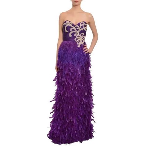 Precious Ostrich Feathers Evening Dress Purple Appliques Sweetheart ...