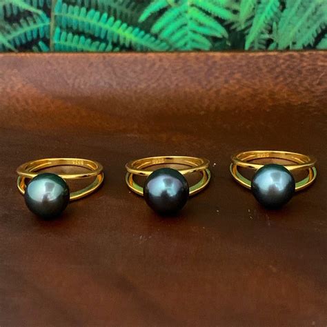 Solitaire Tahitian Pearl Ring Tahitian Pearl Tahitian | Etsy