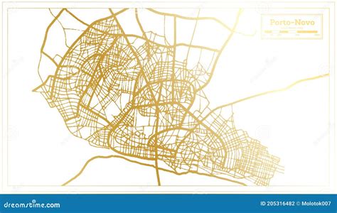 Porto Novo Benin City Map in Retro Style in Golden Color. Outline Map ...