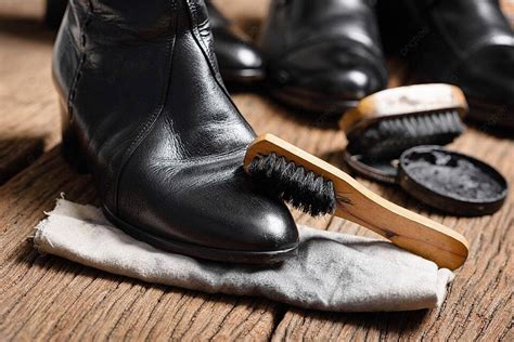 Cleaning And Polishing The Leather Shoes Black Style Footwear Photo ...