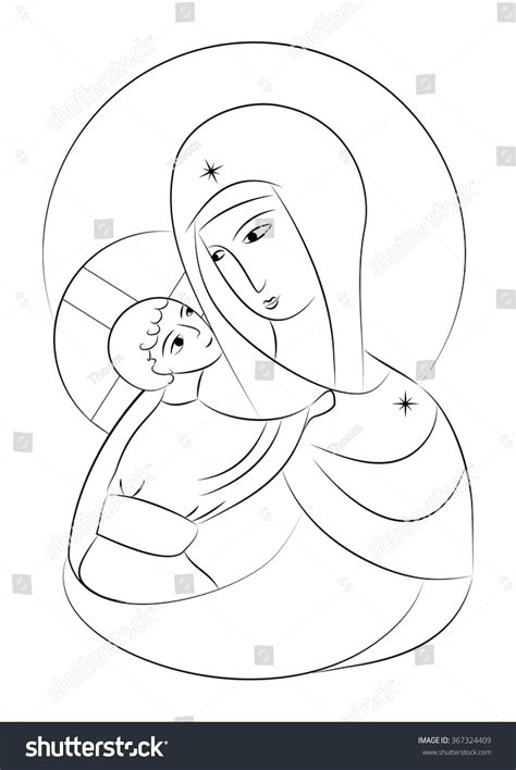 Blessed Virgin Mary Madonna Child Icon Stock Vector (Royalty Free ...