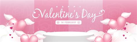 Premium Vector | Valentine's day banner background design with podium for product display and ...