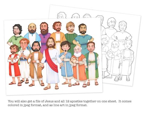 12 Disciples Of Jesus Clipart With World