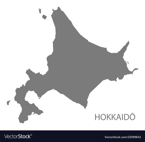 Hokkaido japan map grey Royalty Free Vector Image