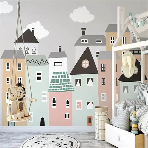 Custom Size Mural Wallpaper for Kids Room Small Houses | BVM Home