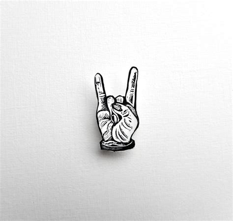 Sign of the Horns Badge, Hand Gesture Badge, Hand Pin, Hand Sign Brooch, P-funk Sign, Devil ...