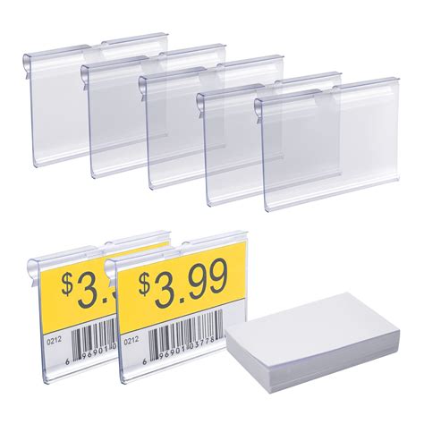 Buy Seitop 140 PCS Clear Plastic Label Holders + 200 Pack Blank Label Paper, Wire Shelf Retail ...