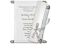 Silver Scroll Wedding Invitations | Ribbon Box | White and silver Scrolls by Mackmarkcards