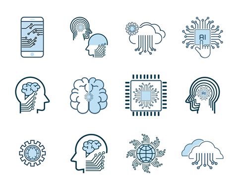 Set of Artificial Intelligence-AI icons, symbols vector design, vector Line Icons, Face ...