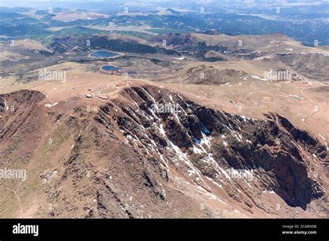 Aerial photo of Pikes Peak Summit, Colorado, USA Stock Photo - Alamy