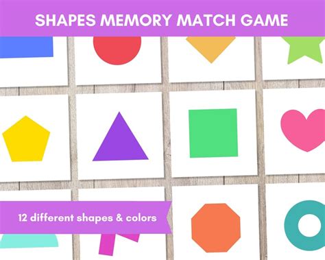 Shapes Memory Match Game, Printable Activity for Kids, Road Trip Game ...