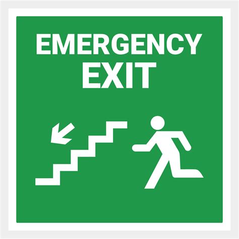 Emergency exit door ladder vector. direction sign. green color. safety ...