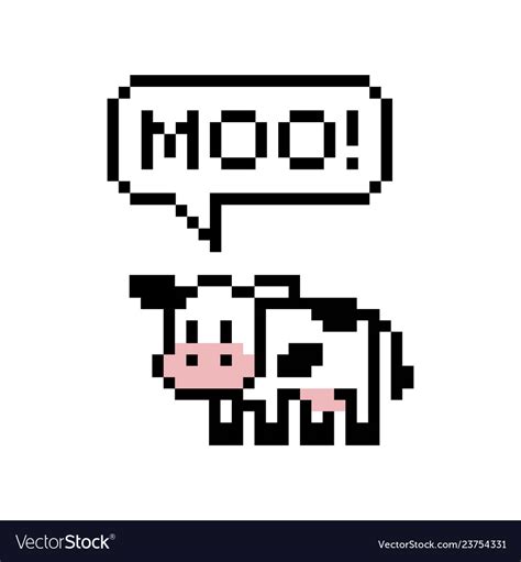 Cute pixel cow says moo Royalty Free Vector Image