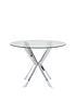 Very Home Chopstick 100 cm Glass Top Round Dining Table + 4 Penny Velvet Chairs | very.co.uk