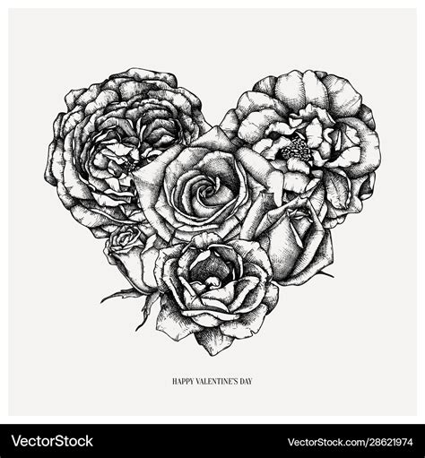 Drawings Of Hearts And Roses