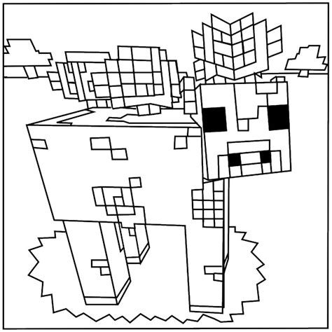 Cerdo en Minecraft para colorear, imprimir e dibujar –ColoringOnly.Com