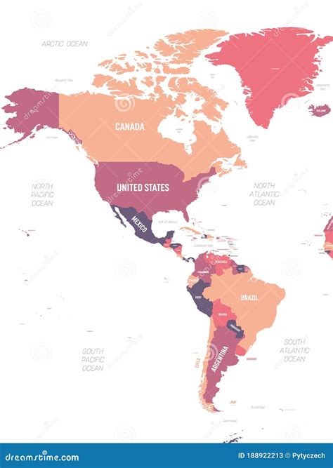 Americas Map. High Detailed Political Map of North and South America ...