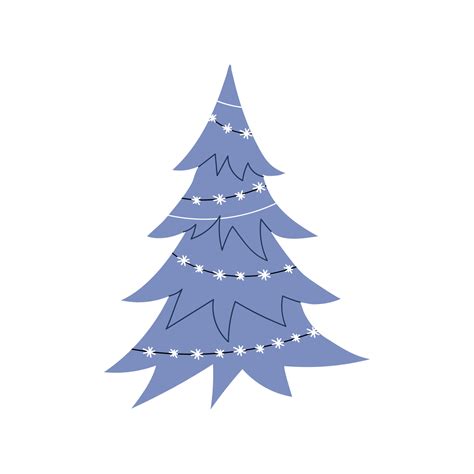 Cartoon blue Christmas tree on a white background. Christmas tree ...