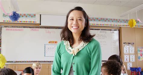 Tilt Shot Of Female Asian School Teacher In Stock Footage SBV-307693510 ...