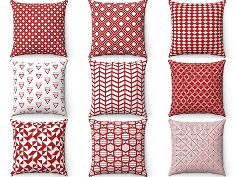 Red Geometric Design Throw Pillow Cover Outdoor Indoor | Etsy | Lumbar accent pillows, Pillows ...