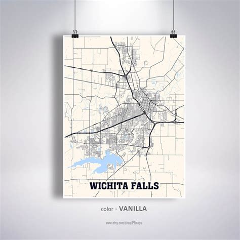 Wichita Falls Map Print Wichita Falls City Map Texas TX USA | Etsy