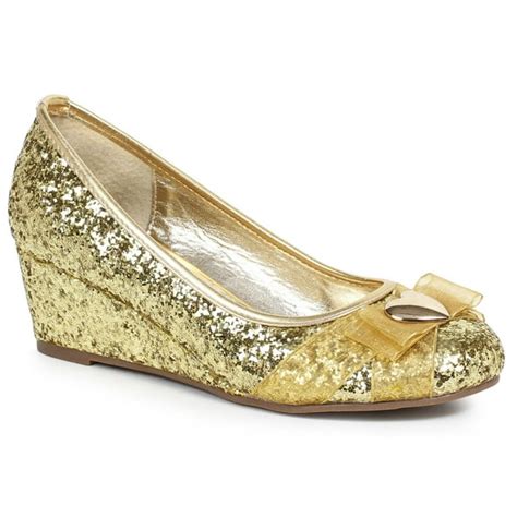 Ellie - Women's Gold Glitter Princess Shoe with Heart Decor - Walmart.com - Walmart.com