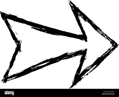 Black arrow sign painted by paint brushstroke. Ink sketch drawing ...