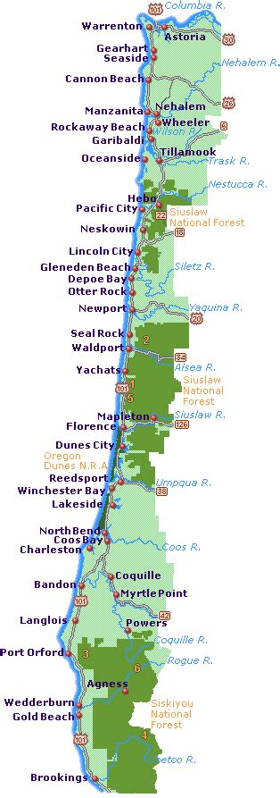 Oregon Coast Map | Oregon coast, Oregon vacation, Oregon coastline