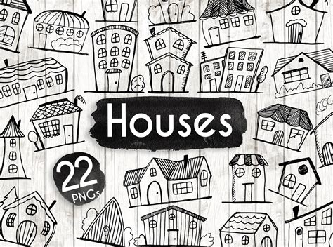 Doodle House Clipart House Vector Art Home House City - Etsy